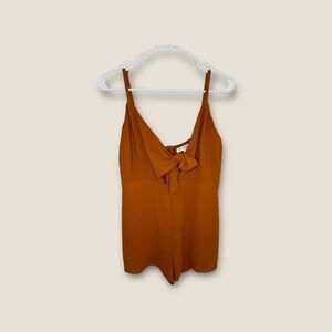 Wild Honey Rust Front Tie Keyhole Romper Large